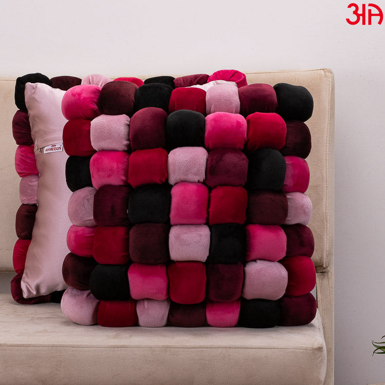 pink bubble velvet cushion