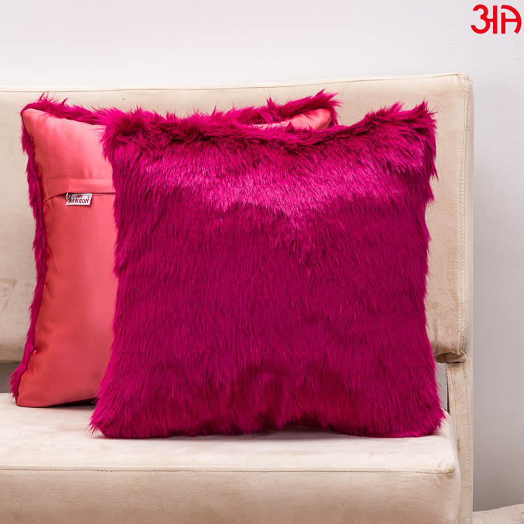 pink furry cushion
