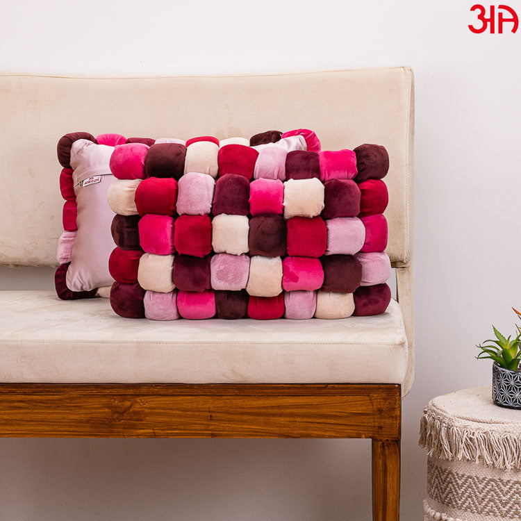 pink bubble velvet cushion cover2