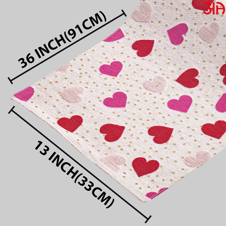 red pink heart table runner4