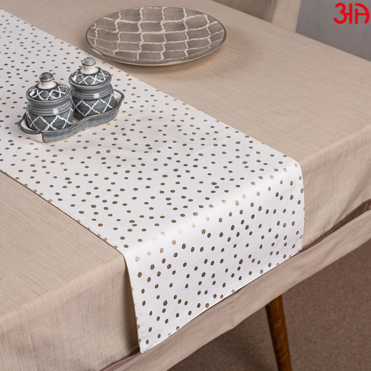 Polka Dot Design White Table Runner