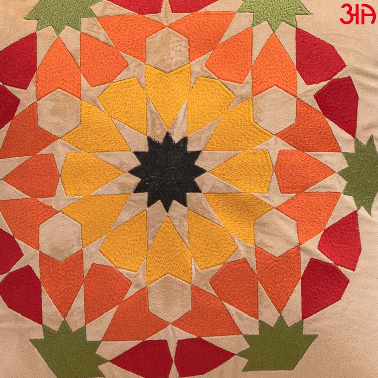 Rangoli Embroidered Cushion Cover Beige3