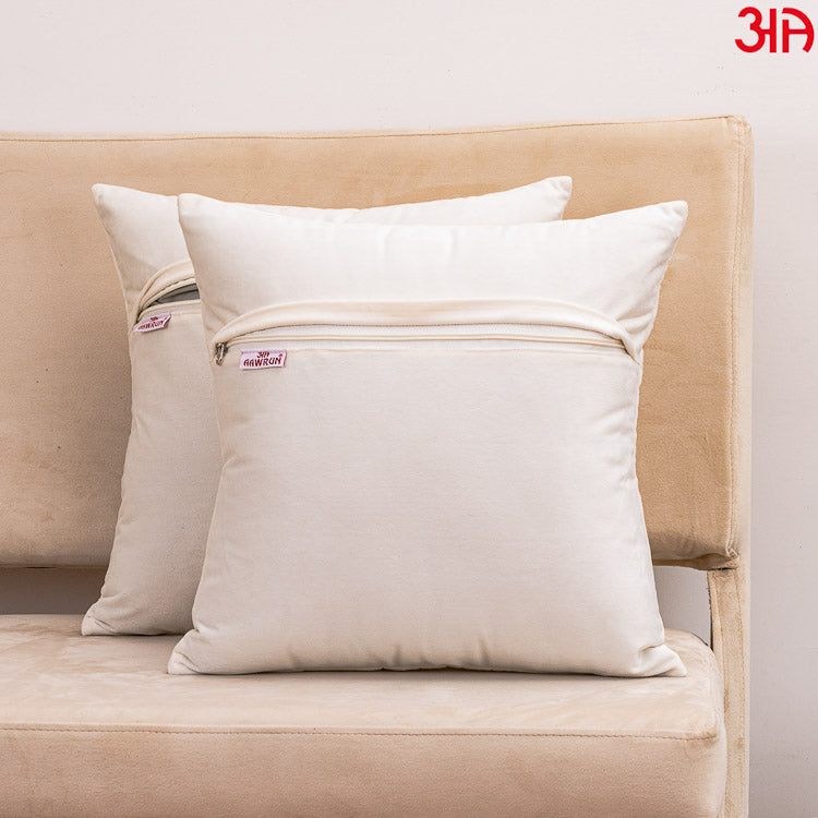 Rangoli Embroidered Cushion Cover White4