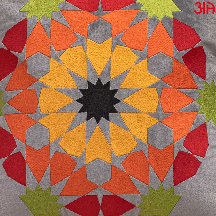 Rangoli Embroidered Cushion Cover Grey3