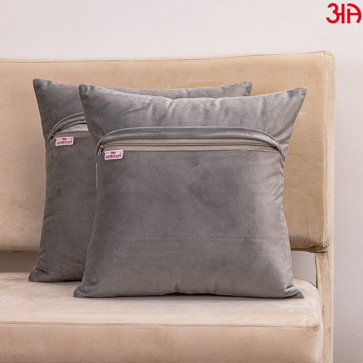 Rangoli Embroidered Cushion Cover Grey4