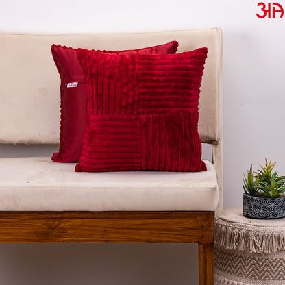 red fur square cushion2