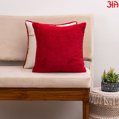 Soft Red Fur Cushion Cover