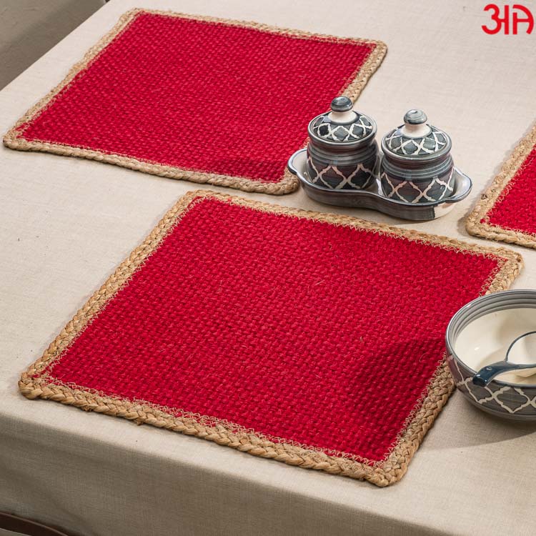 red jute choti table mat square2