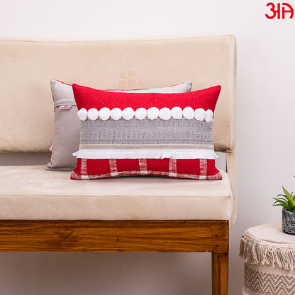 red-white pompom cushion_2