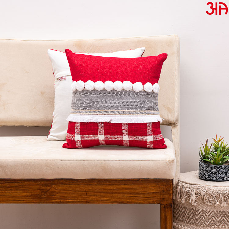 red-white pompom cushion2