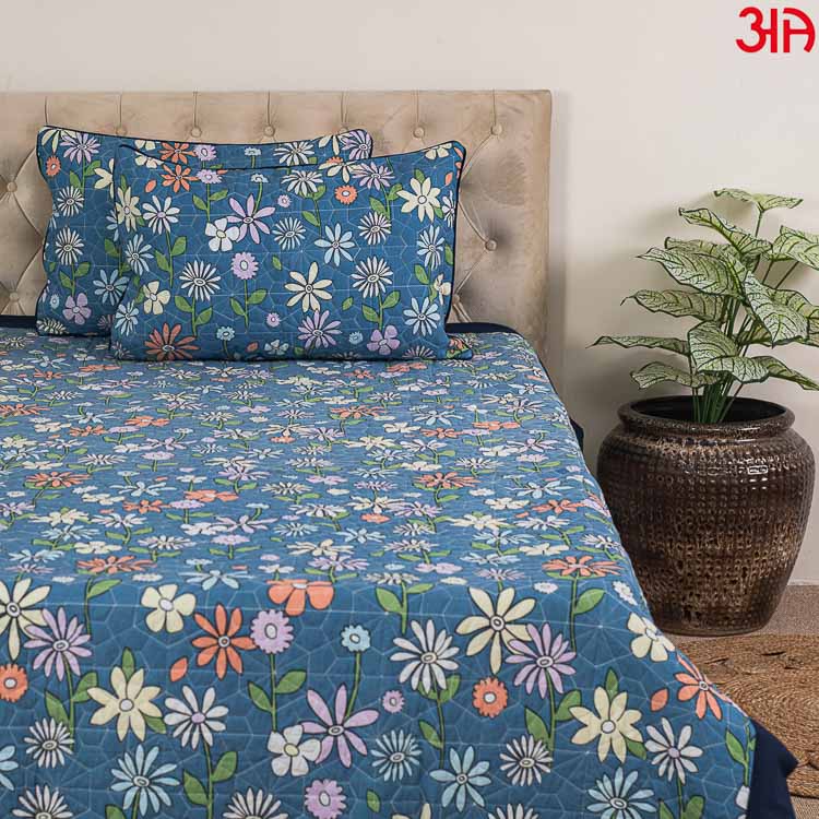 blue reversible bed cover