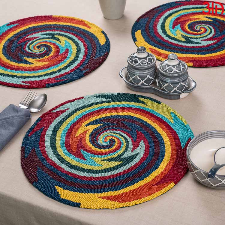 round colorful jacquard table mat