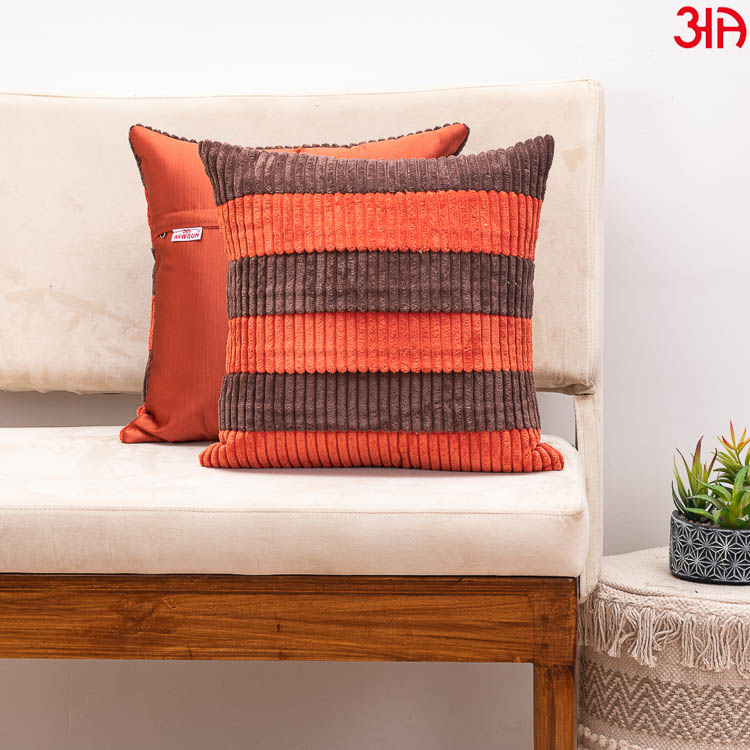 Rust Fur Stripe Cushion2