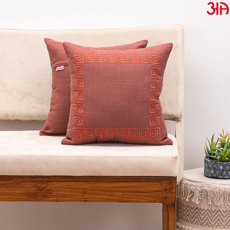 rust cotton jute cushion cover2