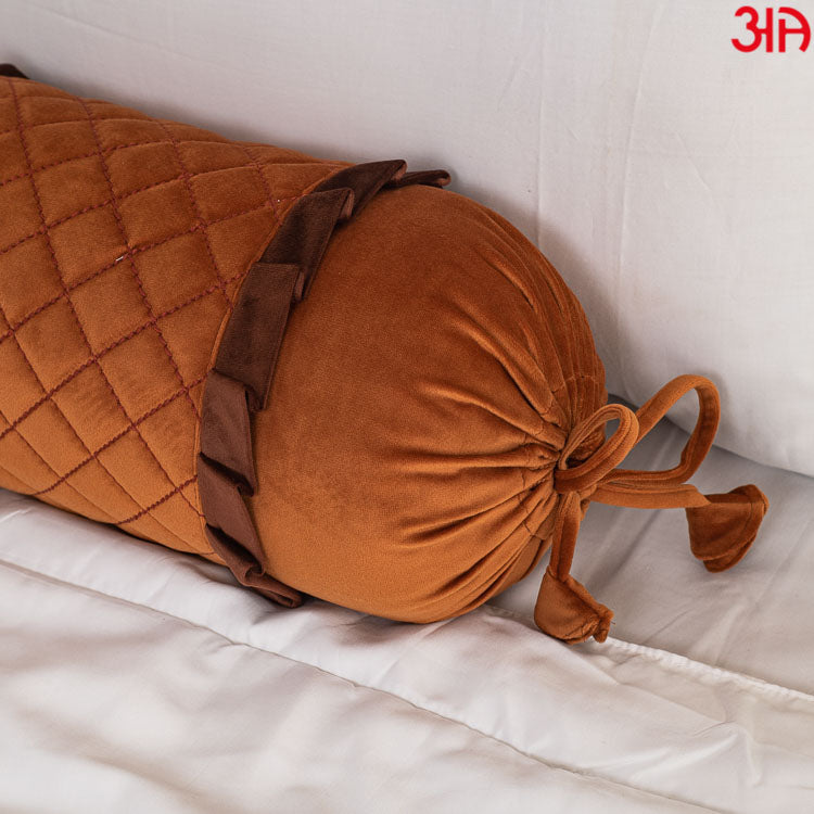 brown velvet bolster cover3
