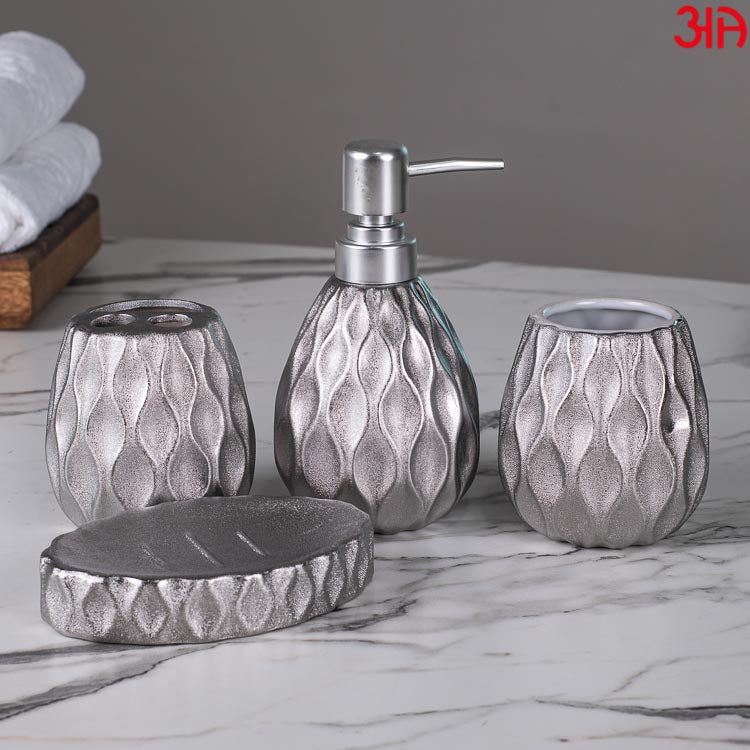 silver ceramic soap dispenser