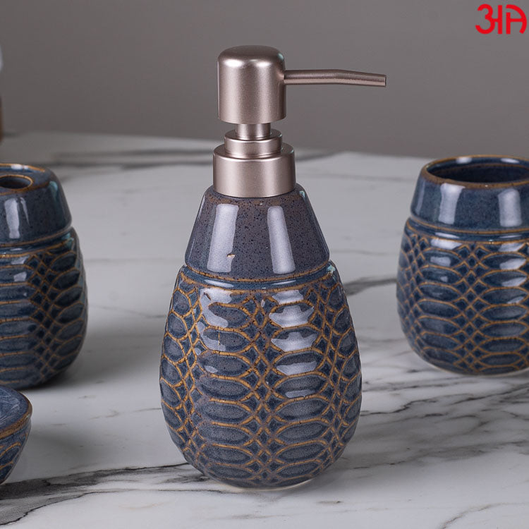 navy blue ceramic bathroom set