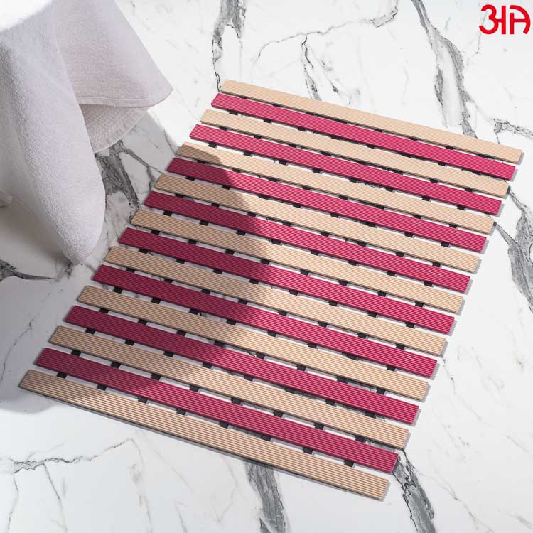 beige pink spa shower mat