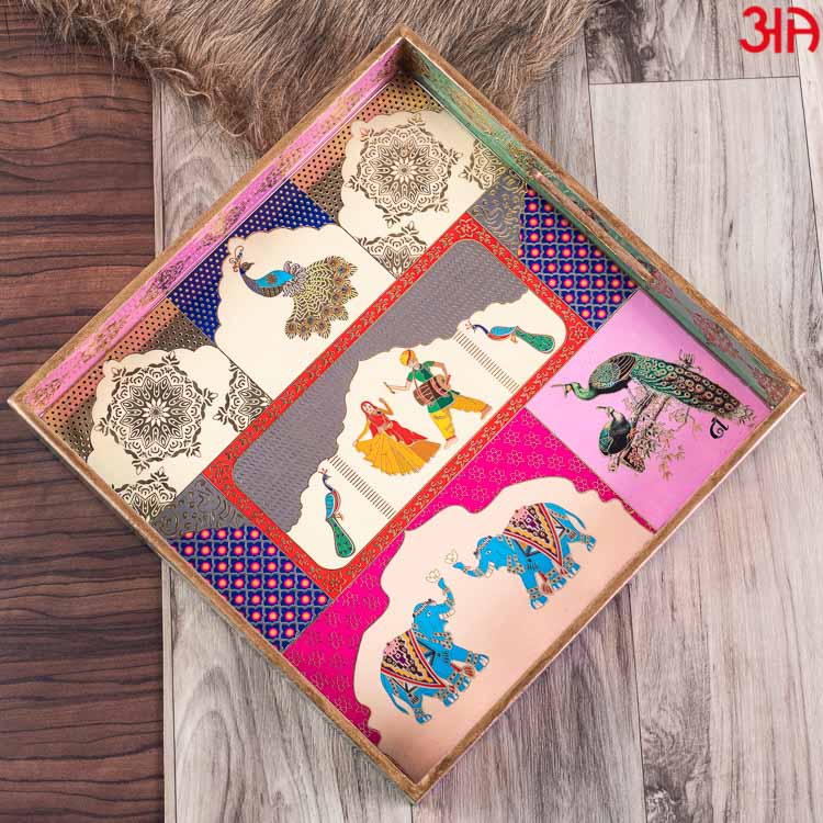 Decorative MDF Breakfast Serving Tray Square (Multiple size option)