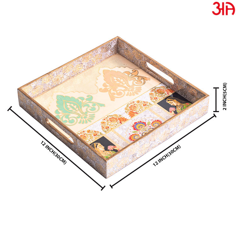 Decorative MDF Breakfast Serving Tray Square (Multiple size option)