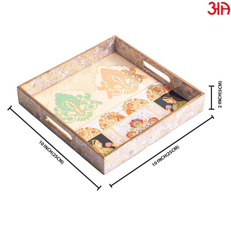 Decorative MDF Breakfast Serving Tray Square (Multiple size option)