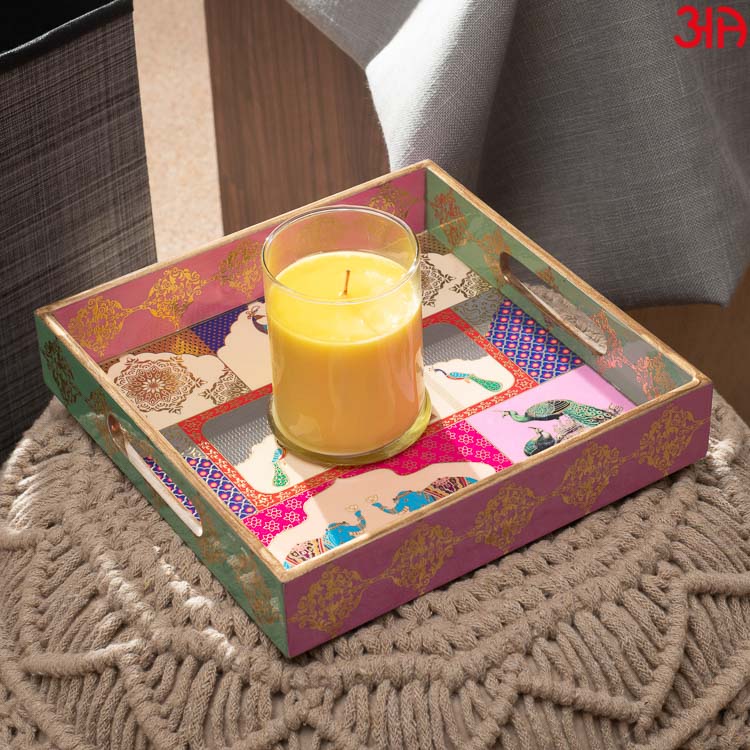 Decorative MDF Breakfast Serving Tray Square (Multiple size option)