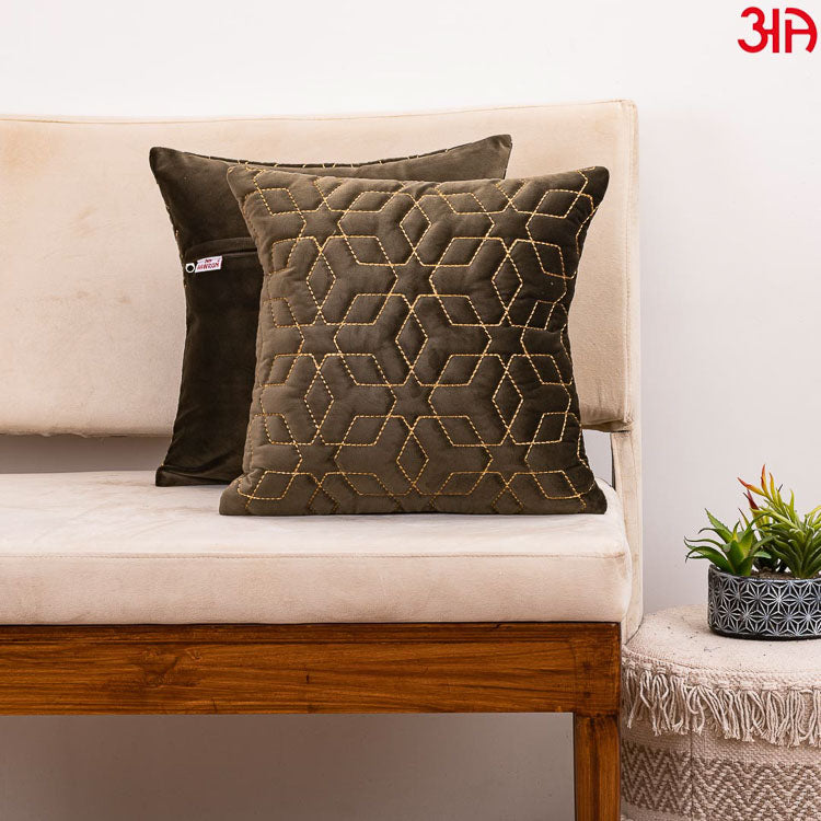 Taupe Star Zari Cushion2