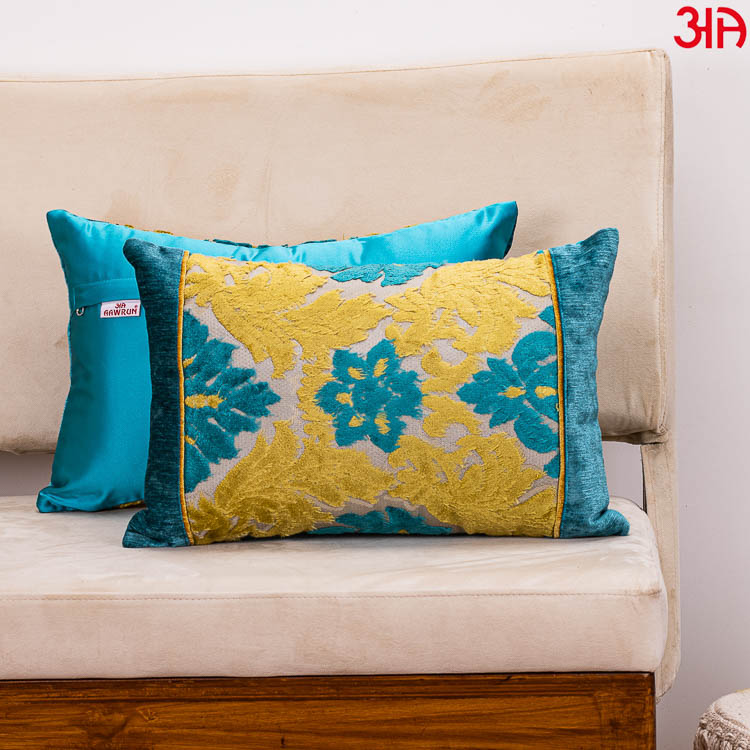 Floral Velvet Embossed Rectangle Cushion Cover