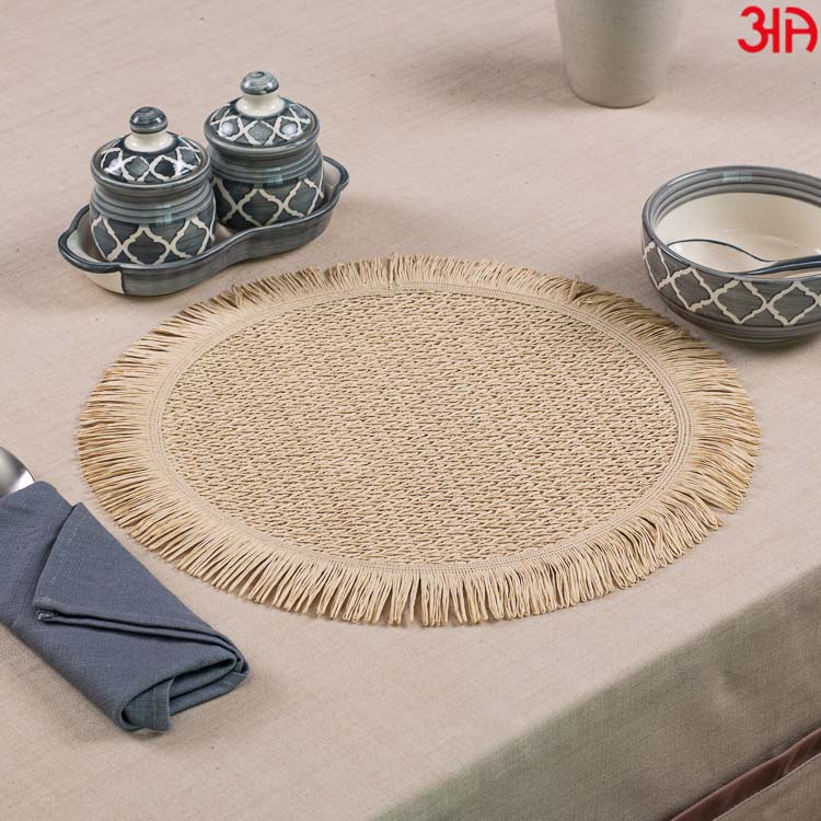 beige round table mat tokyo frill design2