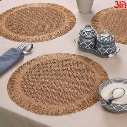 brown round table mat tokyo frill design