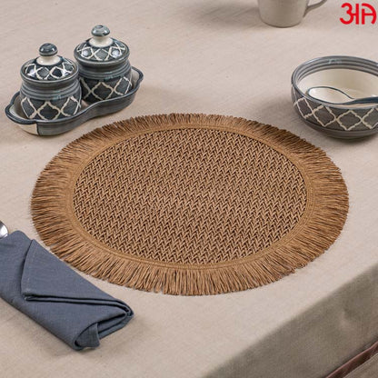 brown round table mat tokyo frill design2