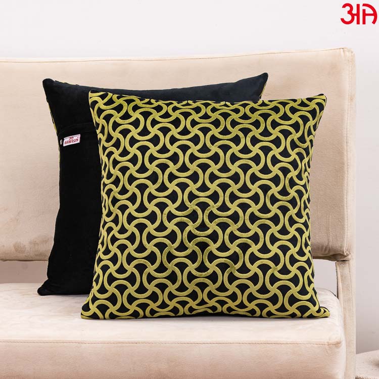 Premium Velvet Cushion Covers Black Light Green