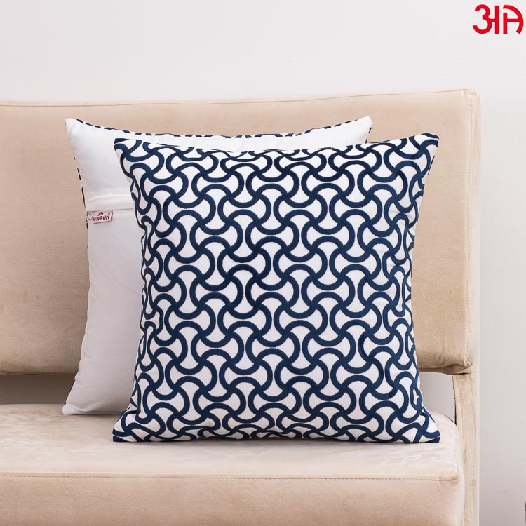 White blue Velvet fabric abstract pattern cushion
