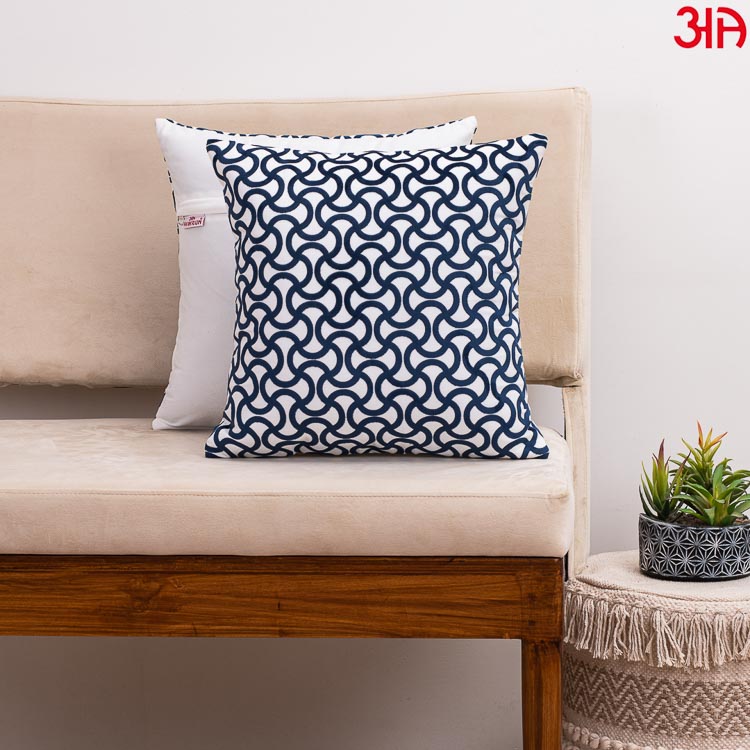 White blue Velvet fabric abstract pattern cushion2