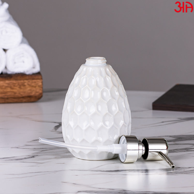 white hexagon cut soap dispenser4