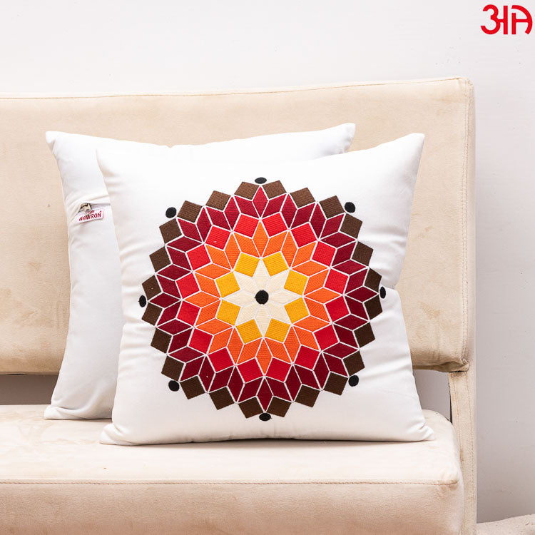 white colorful cube floral cushion