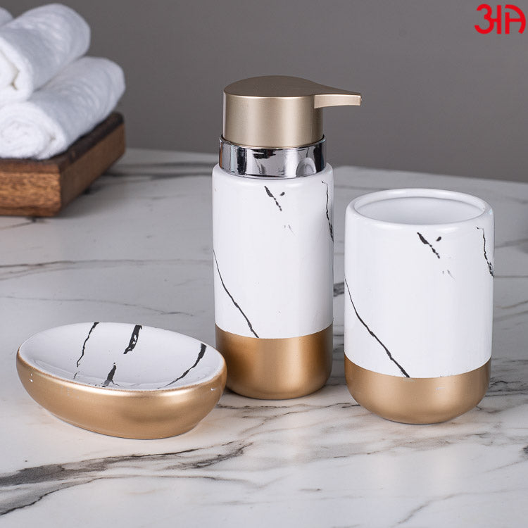 white marble bathroom set