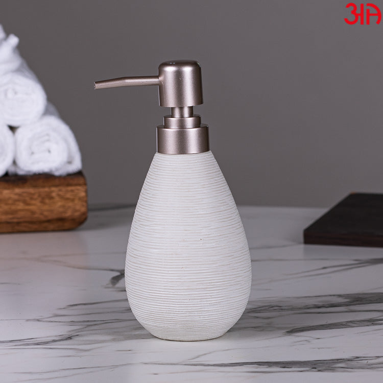 white pottery design brown ceramic dispenser