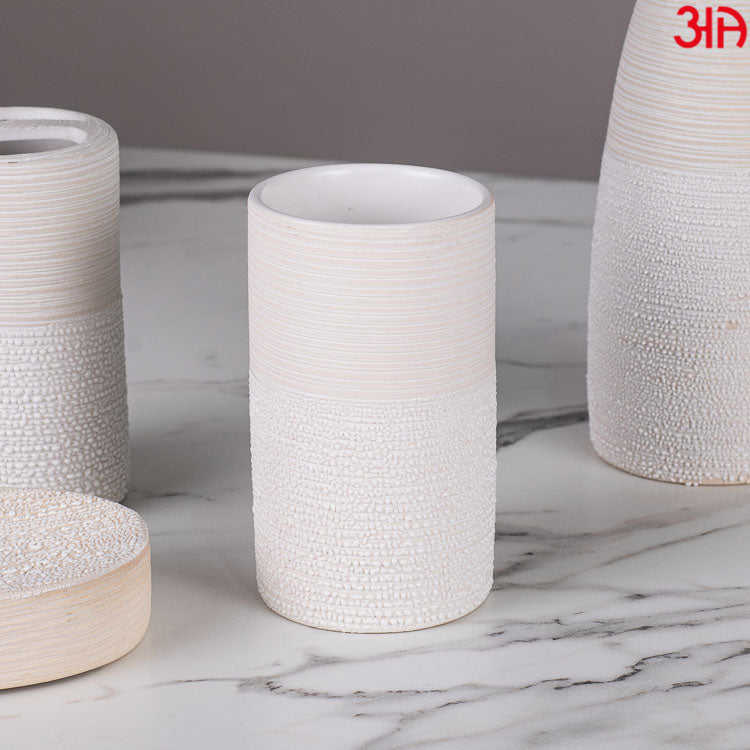 white stone finish dispenser set5