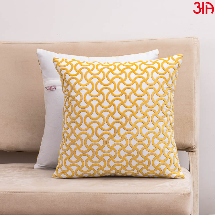 White yellow Velvet fabric abstract pattern cushion