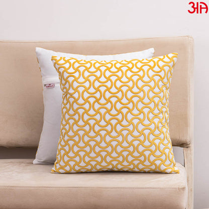 White yellow Velvet fabric abstract pattern cushion