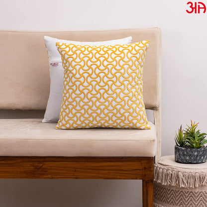 White yellow Velvet fabric abstract pattern cushion2