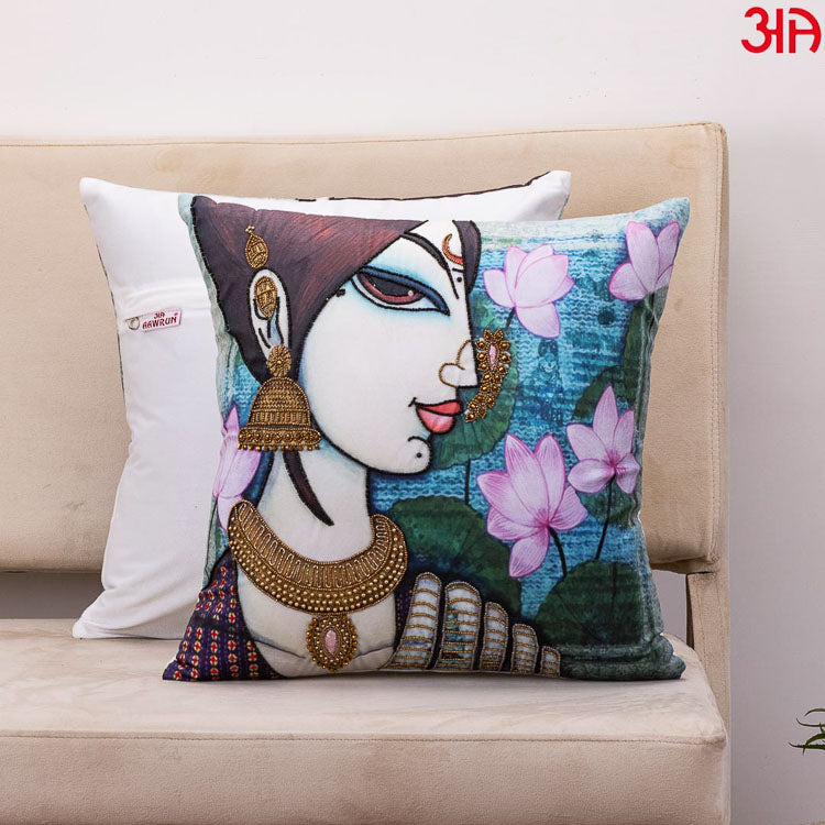 colorful women print cushion