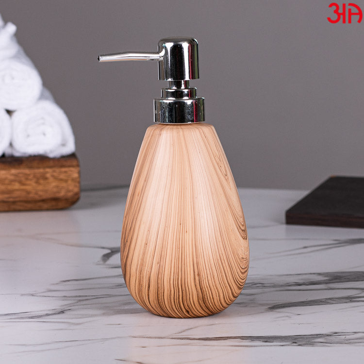 wooden textured finish soap dispenser