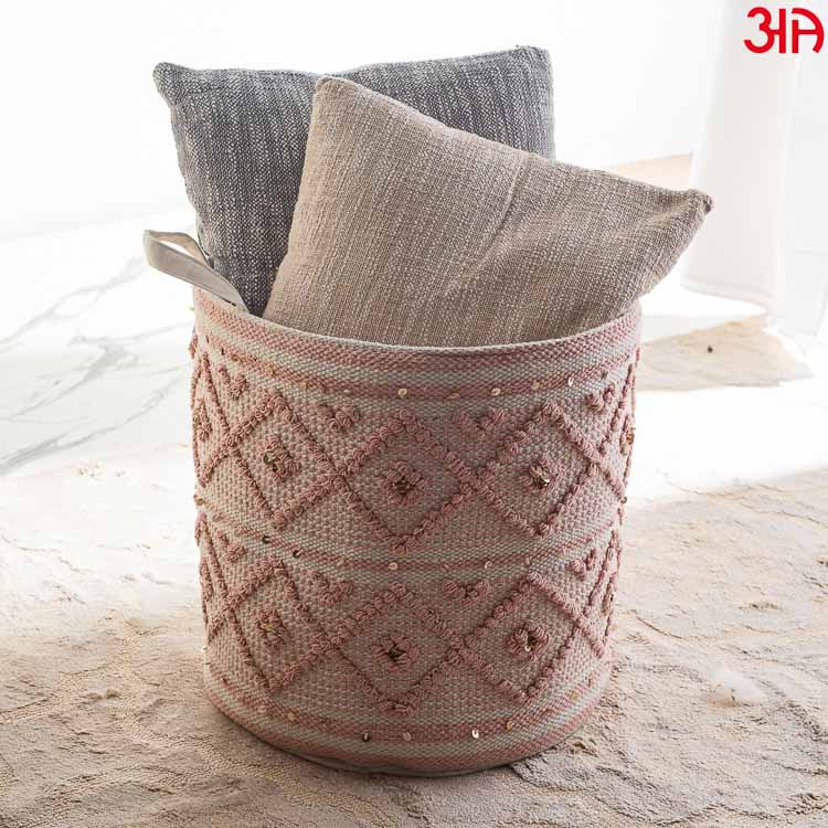 Handwoven Round Cotton Storage Basket
