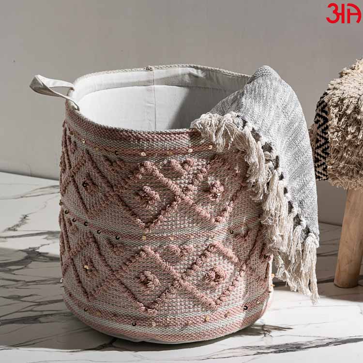 Handwoven Round Cotton Storage Basket2