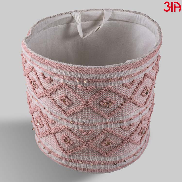 Handwoven Round Cotton Storage Basket3