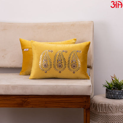 yellow paisley design cushion 2