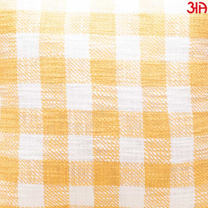 yellow check cotton cushion3
