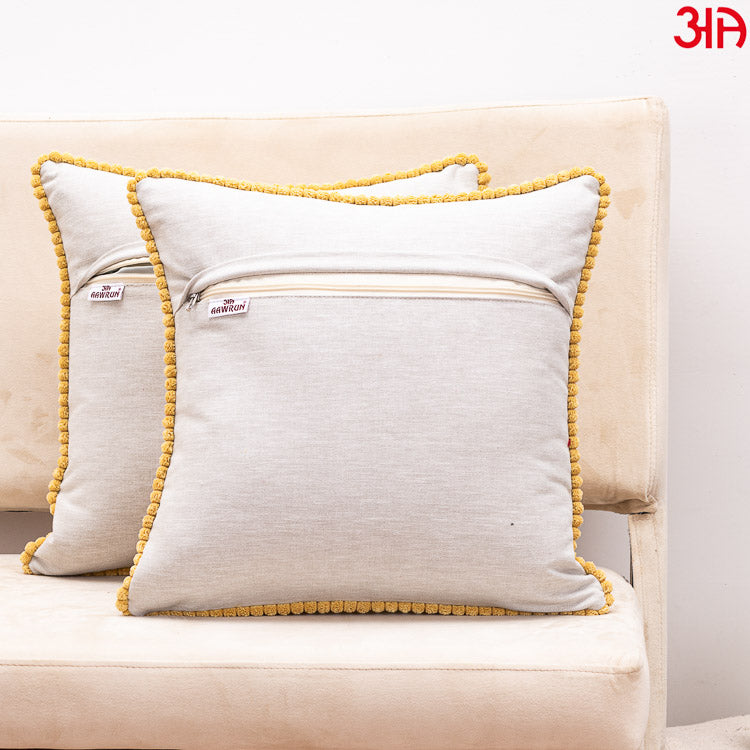 yellow check cotton cushion4